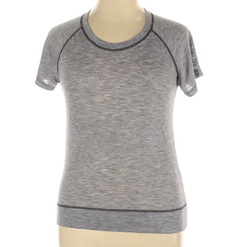 Monrow Soft Heather Gray Short Sleeve Shirt Top Lg